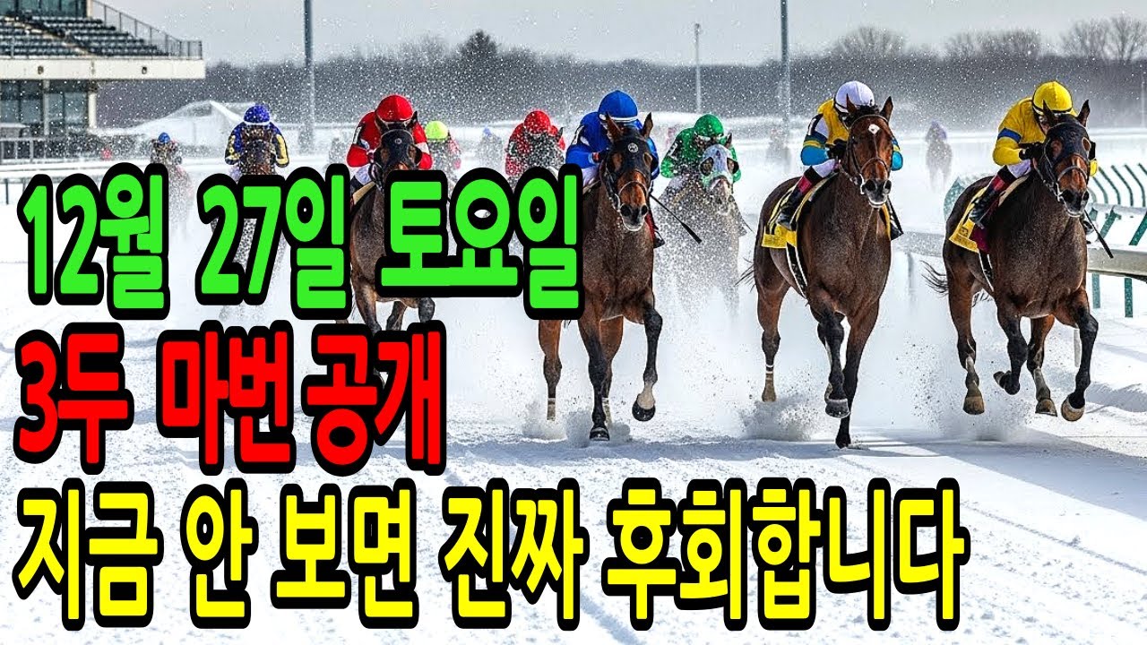 12월 27일 토요일 경마~“이 분석을 놓치는 순간, 당신은 후회합니다.”ㅣ승전경마 전문가의 이변 포착 l 경마 l 경마예상 l 코리아레이스 l 검빛경마 ㅣ경마정보