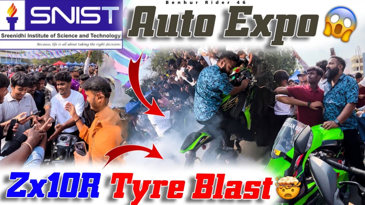 sreenidhi institute AUTO EXPO |@pareshanboys IMRANNA  ZX10 R TYRE BLAST | TELUGU MOTOVLOGS |