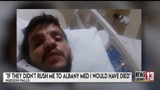 A man who says he was stabbed in Hudson Falls is speaking out