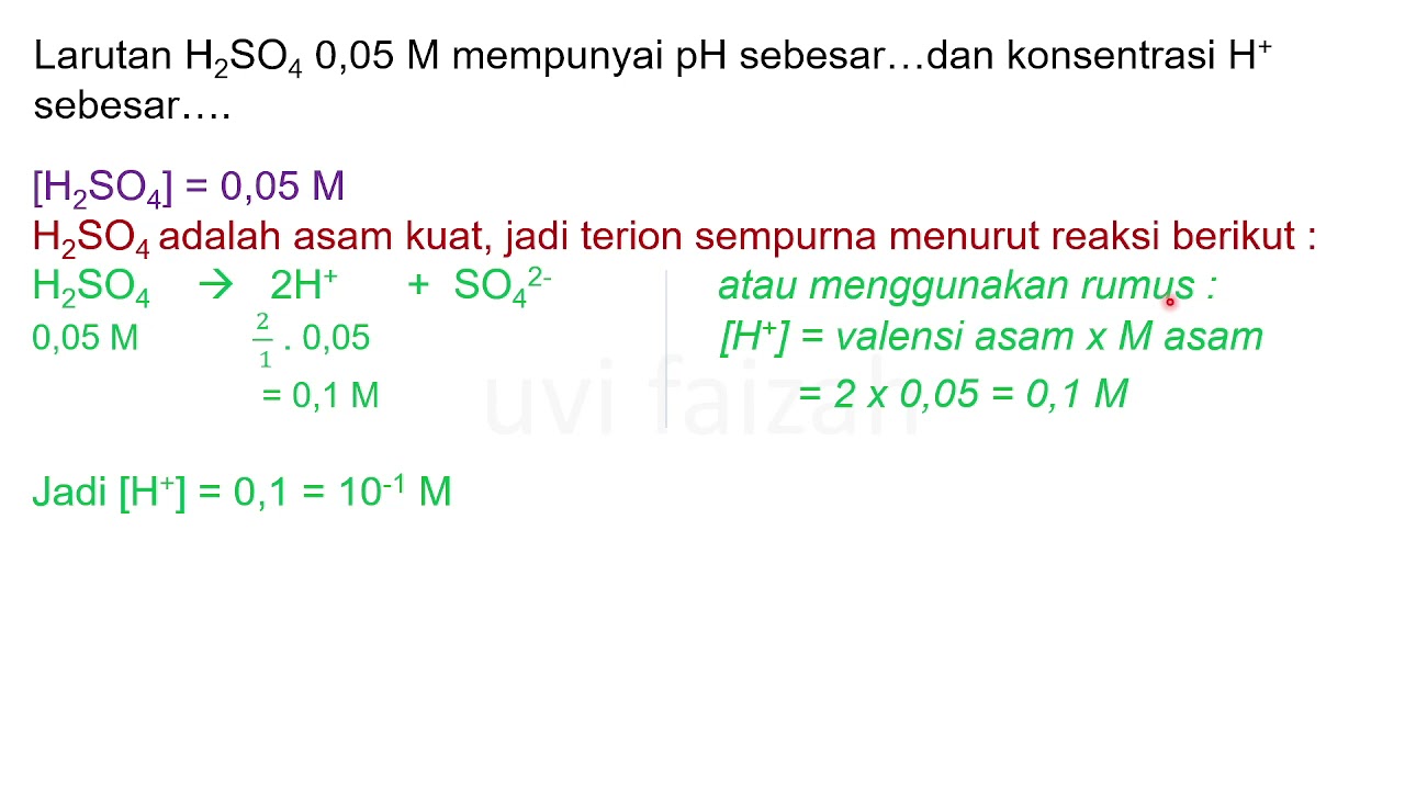 500 ml larutan h2so4 0,05 m akan memiliki ph ….