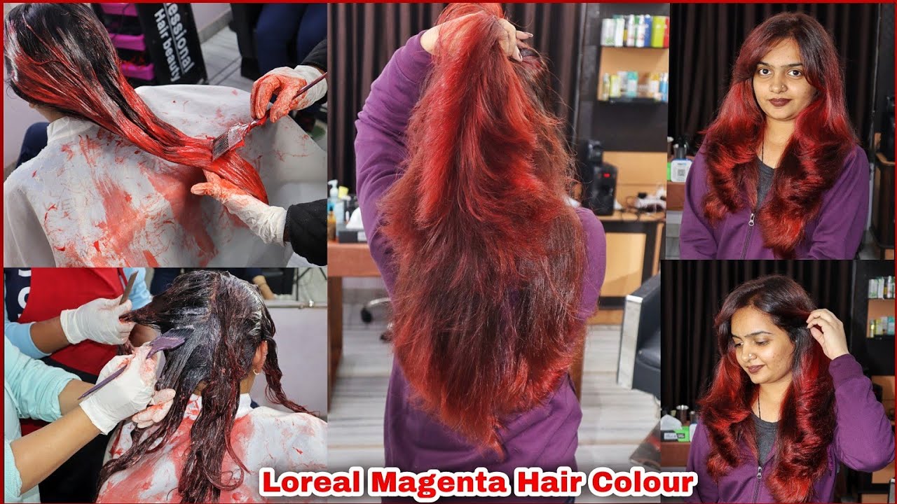 Magenta Red Hair Colour L’Oréal Hair Colour Tutorial Hindi बालों