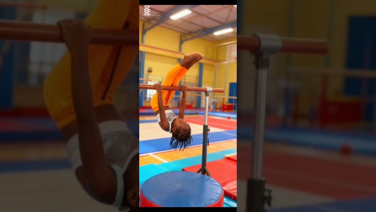 Gabriella training on bars 
