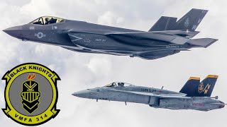 Black Knights. New F-35C Lightning II fighters of the US Marine Corps.