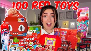 UNBOXING 100 *RED MYSTERY* TOYS!!😱🌶 *RARE FINDS*