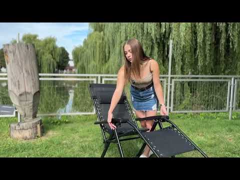 Розкладне крісло шезлонг LEOBRO Zero Gravity Premium Black (LB-ZGC-G2-BLK), видео 1