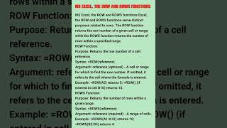 MS Excel, the ROW and ROWS functions