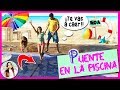 😎¿PODEMOS  cruzar la PISCINA con un PUENTE de CINTA AMERICANA?😜 El PERRO se tira y salta el PUENTE