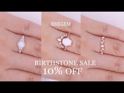 Halloween Pre Party 10% Off Sale-October Birthstone Opal Ring Discount | BBBGEM Gold Jewelry