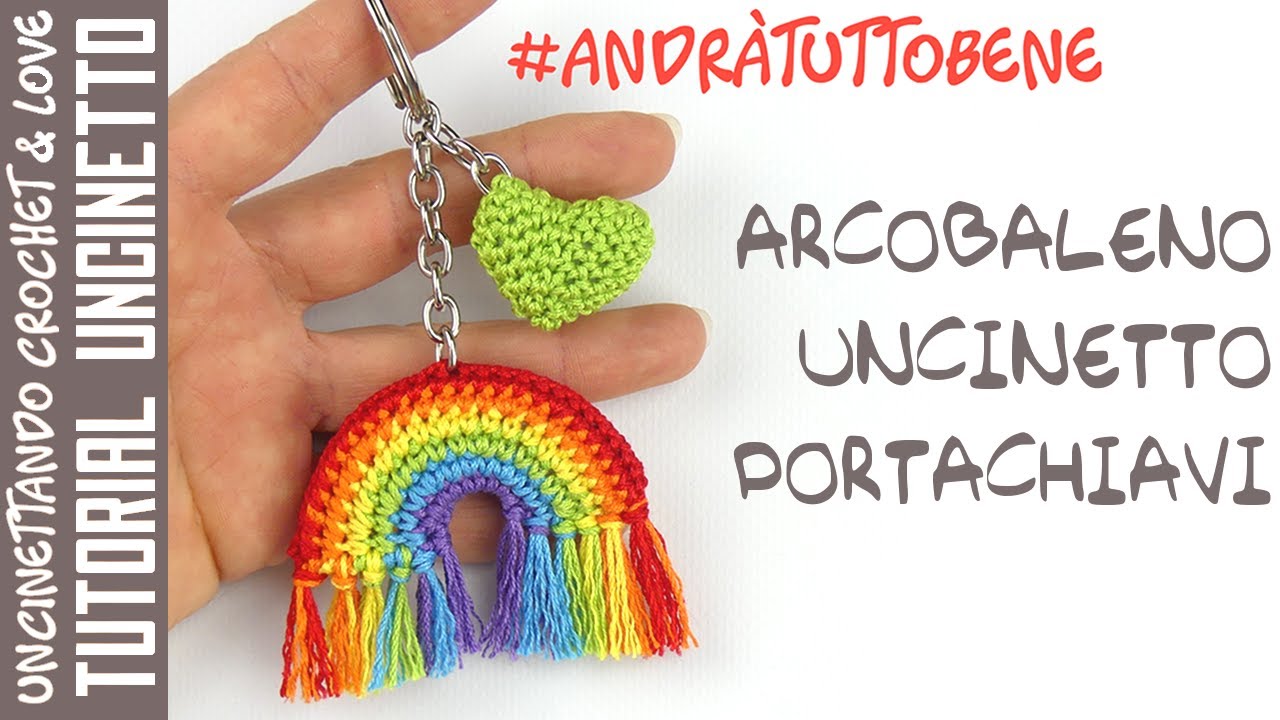 Crochet Tutorial - Rainbow Keychain (subtitles in English and