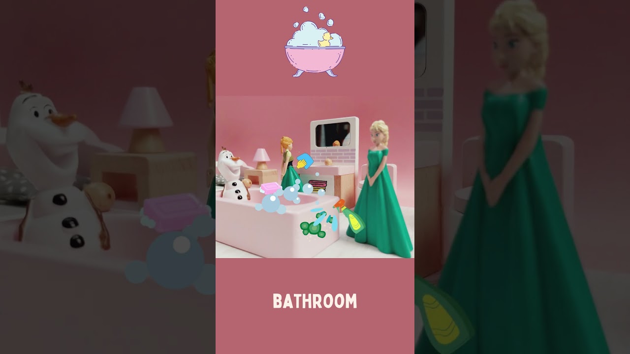 Frozen - Elsa clean up bathroom 