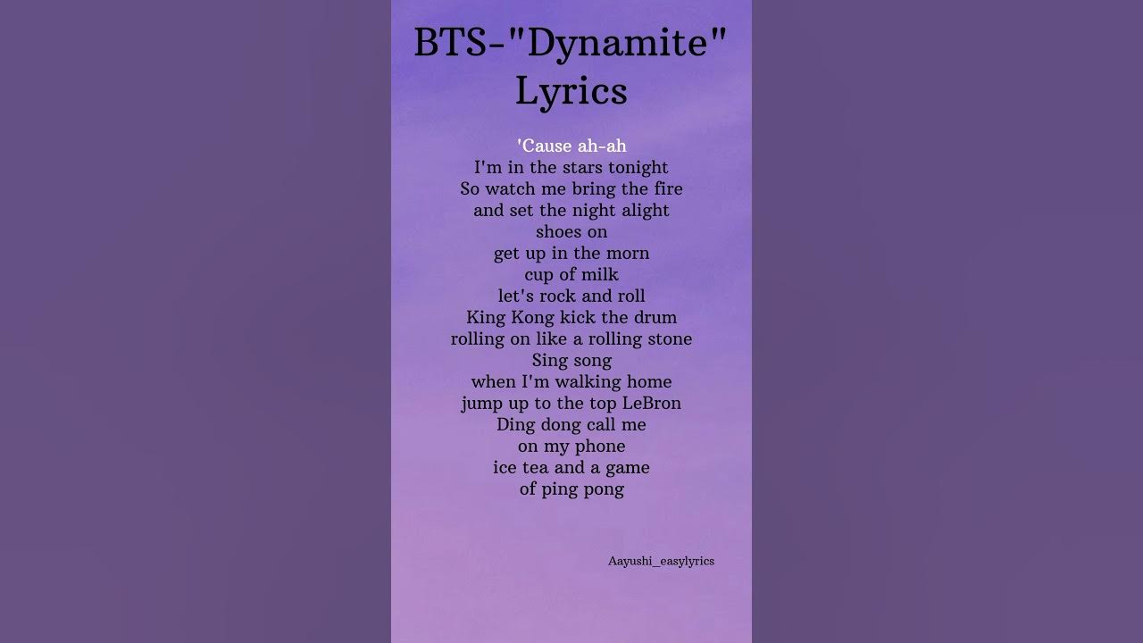 BTS-"Dynamite" Lyrics #bts #shorts BTS-"Dynamite" Lyrics #bts #shorts