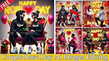 Couple Rose Day Ai images editing tutorial || Happy Rose Day image editing || bing image creator