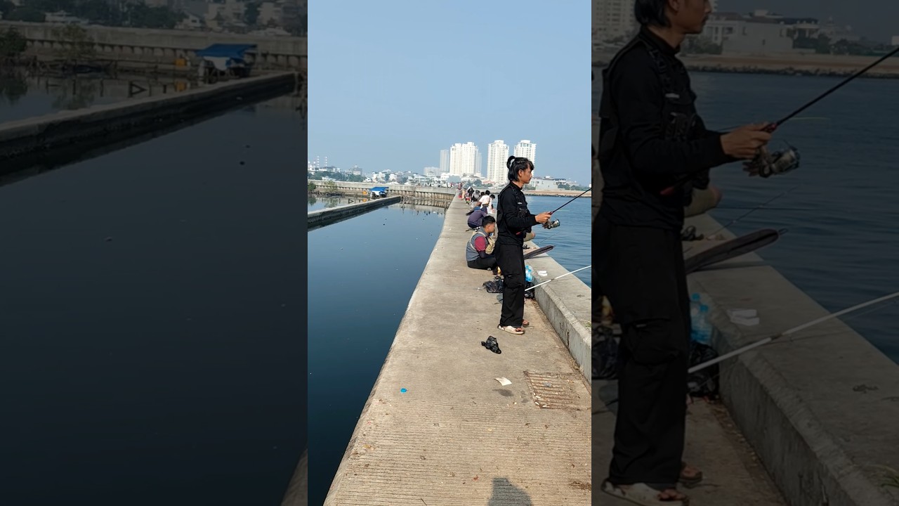 Menikmati suasana mancing muara baru dam ijo, Jakarta utara
