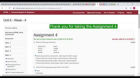 NPTEL SWAYAM (Technical English For Engineers) Assignment 4 Solution