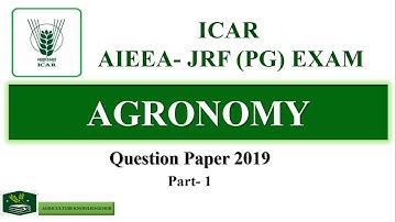 ICAR JRF 2019 Agronomy Question Paper Part-1 | ICAR JRF Agronomy Question Paper | ICAR JRF Agronomy