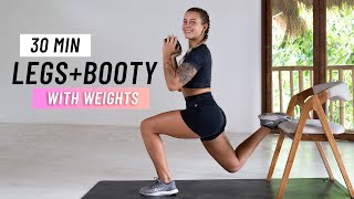 30 Min Lower Body Workout With Dumbbells - Lean Legs And Round Booty