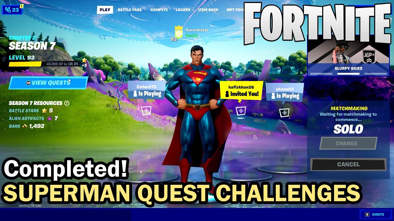 Completed! SUPERMAN QUEST CHALLENGES Fortnite SEASON 7