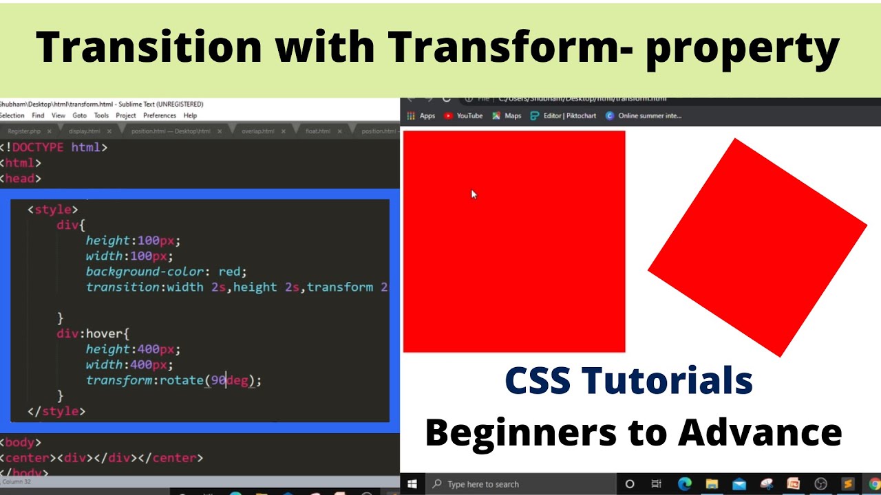 2.19 CSS Transitions and Transforms for Beginners in Hindi | CSS Website Designing tutorial