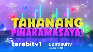 [Fanmade Content] TerebiTV1 - Continuity to Tahanang Pinakamasaya! (01/18/2024)