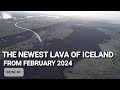 Newest lava of iceland and blue lagoon spa seen from above 4k drone full flight