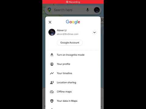 Google Account fullscreen switcher - Maps for iOS