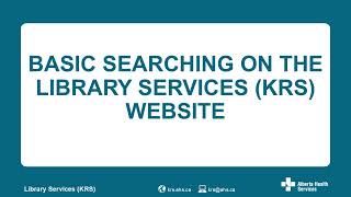 Basic Searching on the Library Services (KRS) Website