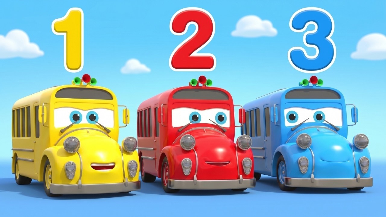 Learn Colors with Buses Song 1 to 10 Song for kids nursery rhymes