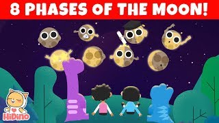 🌑🌒🌓🌔🌕🌖🌗🌘 The Phases Of The Moon | Learn The 8 Phases Of The Moon | HiDino Kids Songs