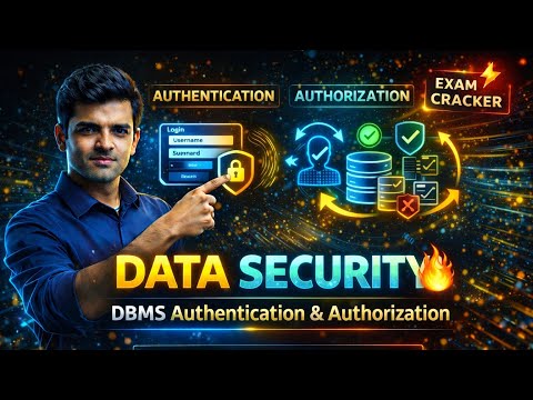 DBMS Data Security Hindi | Authentication & Authorization Full Explanation | Exam Oriented