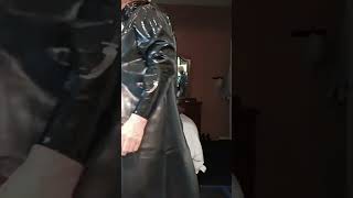 short - Heavy Black Rubber Apron Over My Catsuit