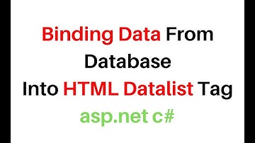 Binding Data From Database Into HTML Datalist Tag asp.net c#
