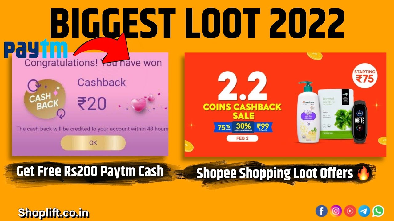 Free Rs20 Cadbury Paytm Cash Loot | Shopee Offer Get Lowest Price Shopping Deal's | Shoplift