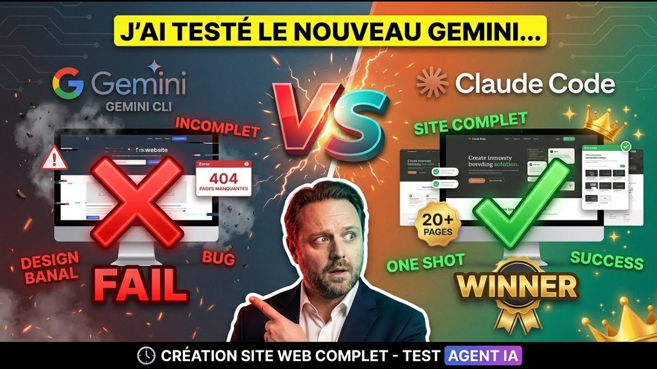 GEMINI CLI vs CLAUDE CODE : Qui crée le meilleur site web ? (Test réel ...