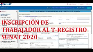 Como dar de alta a un trabajador en el T registro  Sunat 2020