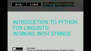 DigiLing - Introduction to Python for Linguists - Unit 6.1 Profile