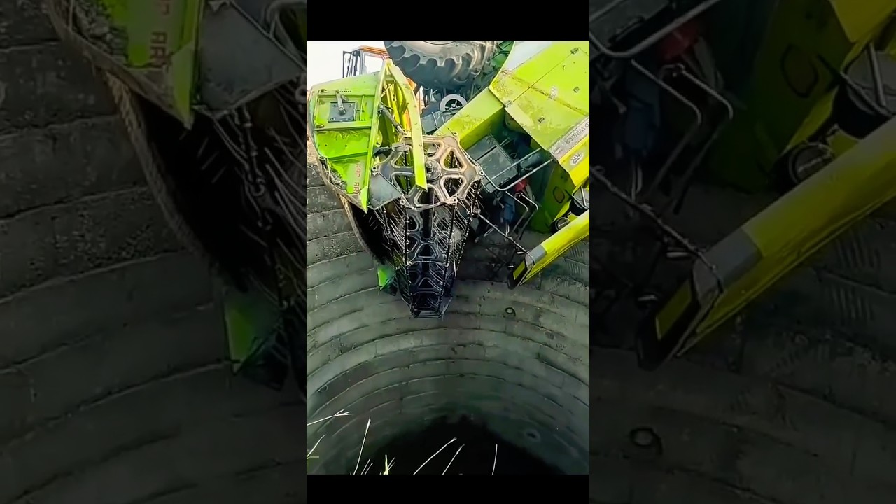 Combine Breaks failed and Jumped in the Lake Harvester Accident  stutas short video youtubeshorts