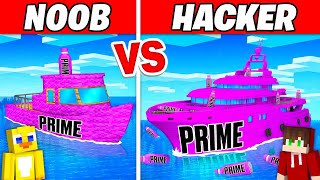 NOOB vs PRO: PRIME BOAT House Build Challenge in Minecraft