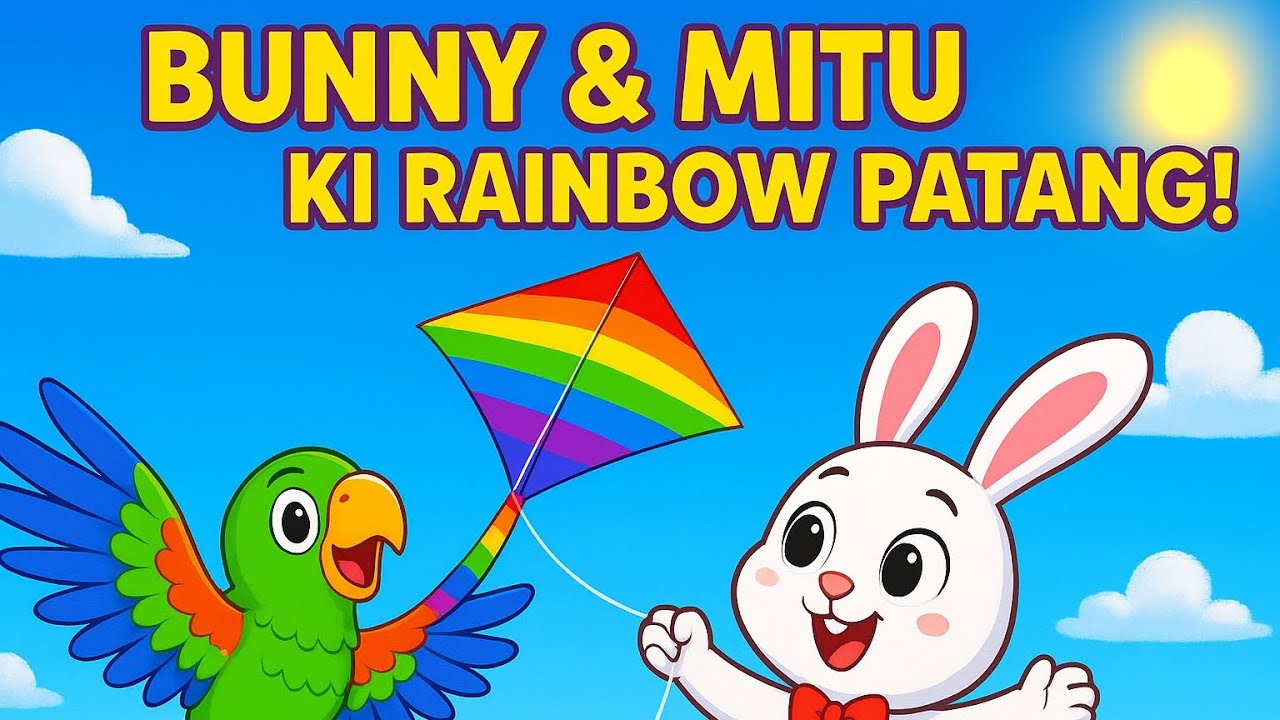 Bunny & Mitu Ki Rainbow Patang 🌈 | Cute Kids Cartoon Story | Teamwork ...