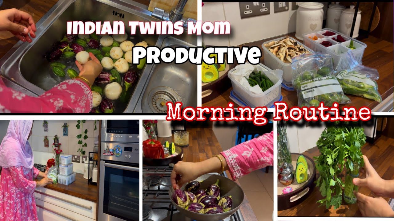 Indian Twins Mom Life in UK  👩‍🍳 Productive Morning & Bharleli 🍆Vangi 🇮🇳Maharashtrian food 