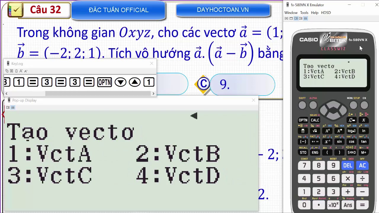 C ch s d ng casio t nh to n vec t trong kh ng gian l p 12 si u nhanh
