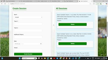 Sports Scheduler using Node.js, Express and PostgreSQL