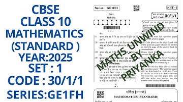 CBSE CLASS 10  SET 1 CODE 30/1/1 SERIES GE1FH 10  MARCH 2025 MATHEMATICS STANDARD PAPER SOLUTION 