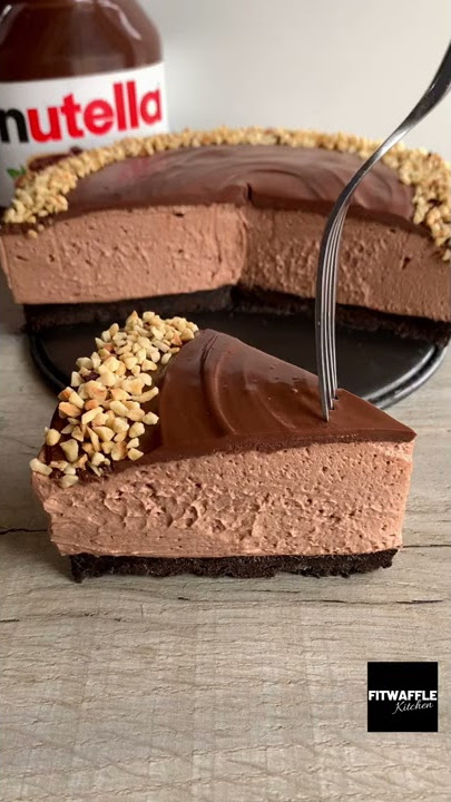 No Bake Nutella Cheesecake! Recipe tutorial #shorts