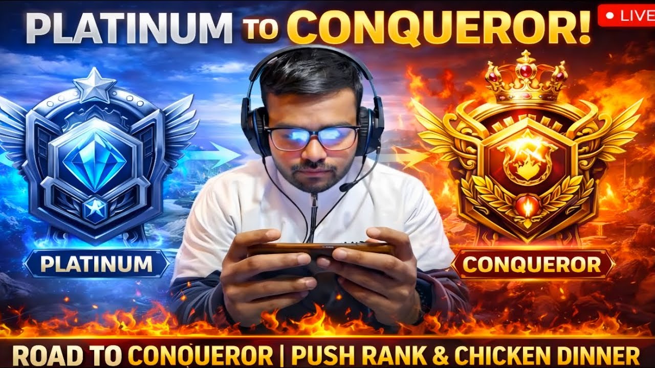 hPLATINUM ➜ CONQUEROR 😱 | BGMI 4.2 RANK PUSH LIVE 🔥 100% TRYHARD 4.2 UPDATE CONQUEROR