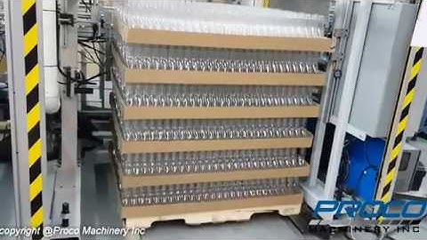 Proco Half-Cube Palletizer with UR-10 for SALAD DRESSING container PET.