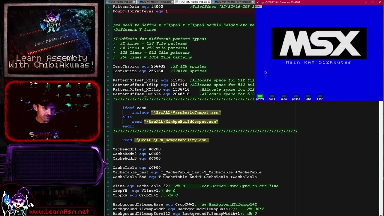 Z80 Lesson P105 - V9990 MSX2 MaxTile software tilemap in 4 or 16 colors