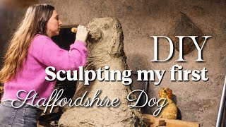 DIY Staffordshire Dog Garden sculpture