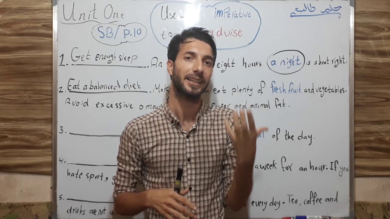 انكليزي سادس اعدادي..اليونت الاول..الدرس 11 #استخدام صيغة الامر لاعطاء نصيحة