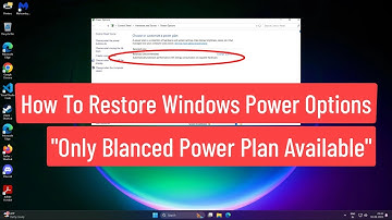 How To Restore Windows Power Options: "Only Balanced Power Plan Available" In Windows 11/10