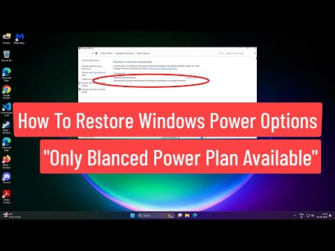 How To Restore Windows Power Options: "Only Balanced Power Plan Available" In Windows 1110